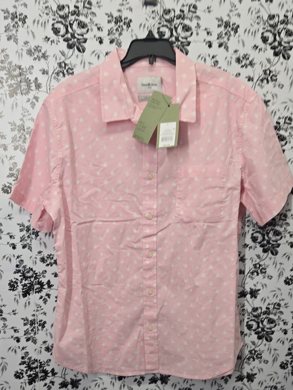 Goodiellow  Pink Short-Sleeve Button-Down NWT